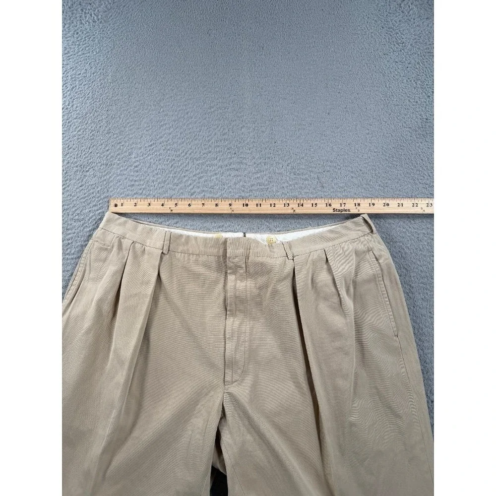 Vintage Polo Ralph Lauren Blue Label Pants Mens 38x32 Khaki Pleated Chino Italy